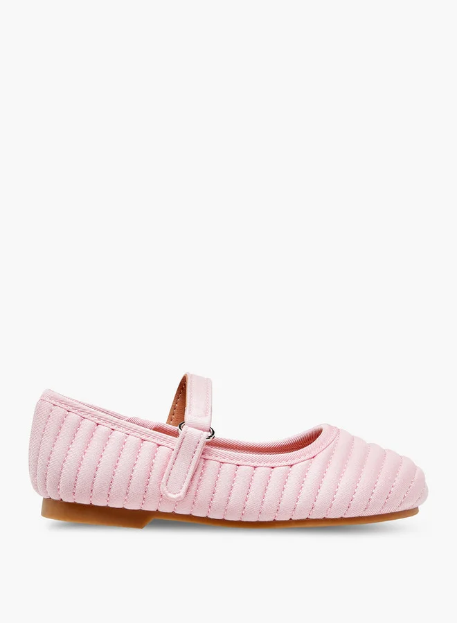 JUNIORS Textured Ballerina Shoes with Hook and Loop Closure