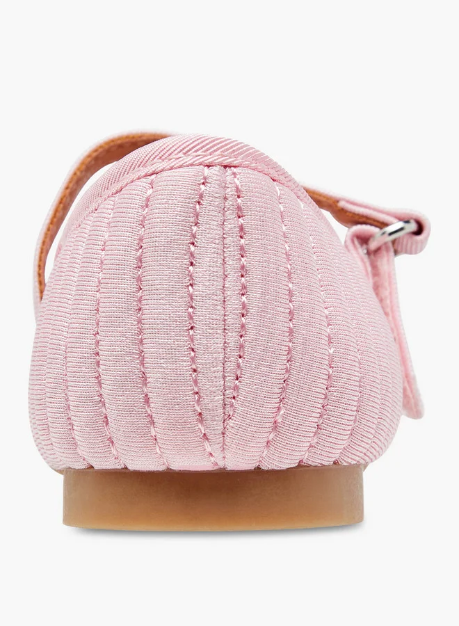 JUNIORS Textured Ballerina Shoes with Hook and Loop Closure