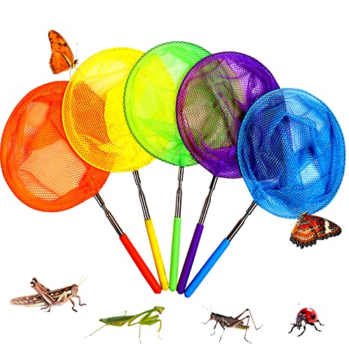 TSYAN Kids Telescopic Butterfly Fishing Nets for Kids Catching Insect Net Outdoor Tools for Catching Bugs Fish Insect Ladybird, Extendable 34 Inches and Anti Slip Grip (3Pcak) - Image 1