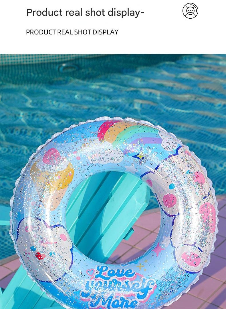 Goolsky Adult Inflatable Swim Ring with Cartoon Bear & Glitter – Thickened PVC Underarm Float Creative Water Ring - Image 4