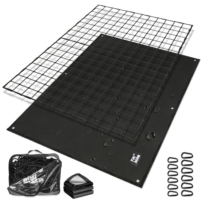Finiboko Cargo Net for Pickup Truck Bed,4' x 6' Stretches to 8' x 12' - Small Mesh Bungee Net Cargo Netting with Portable Truck Bed Tarp,Cargo Net Suitable for Daily and Rainy Day Loading of Trucks - Image 1