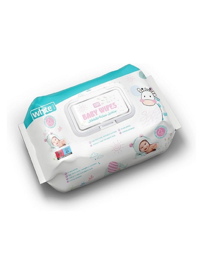 White BABY WIPES 100PCS 