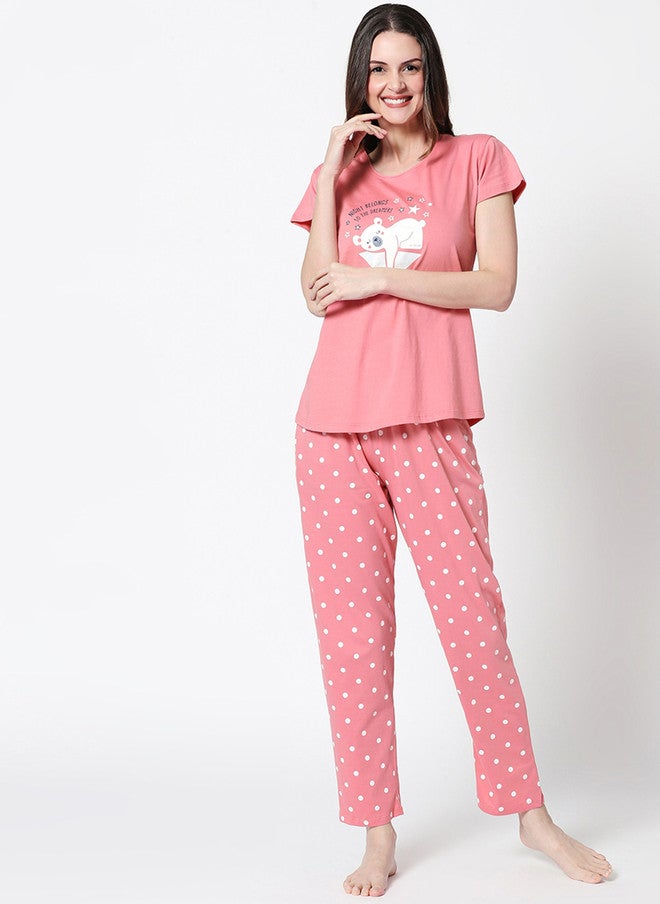 Zeyo Graphic Printed Pure Cotton Night Suit - Image 2