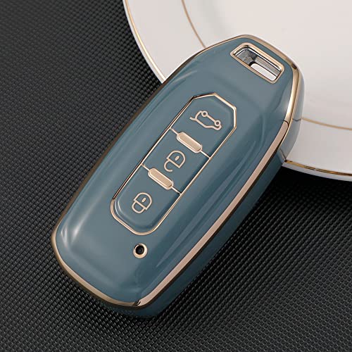 SANRILY Golden-Edge Soft Key Fob Cover for Ford Territory 2023 2022 2021 Titanium EV Key Keyless 3 Button Key Case Shell with TPU Keychain Gray-Blue - Image 4
