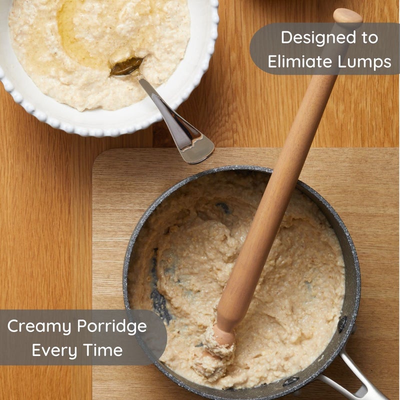 Muldale Wooden Porridge Spurtle - 11.5"" Oatmeal Spoon Scottish Stick Stirrer - Spurtles Kitchen Tools - Traditional Scottish Wooden Stirrers - Natural Sustainable Beechwood - Image 3