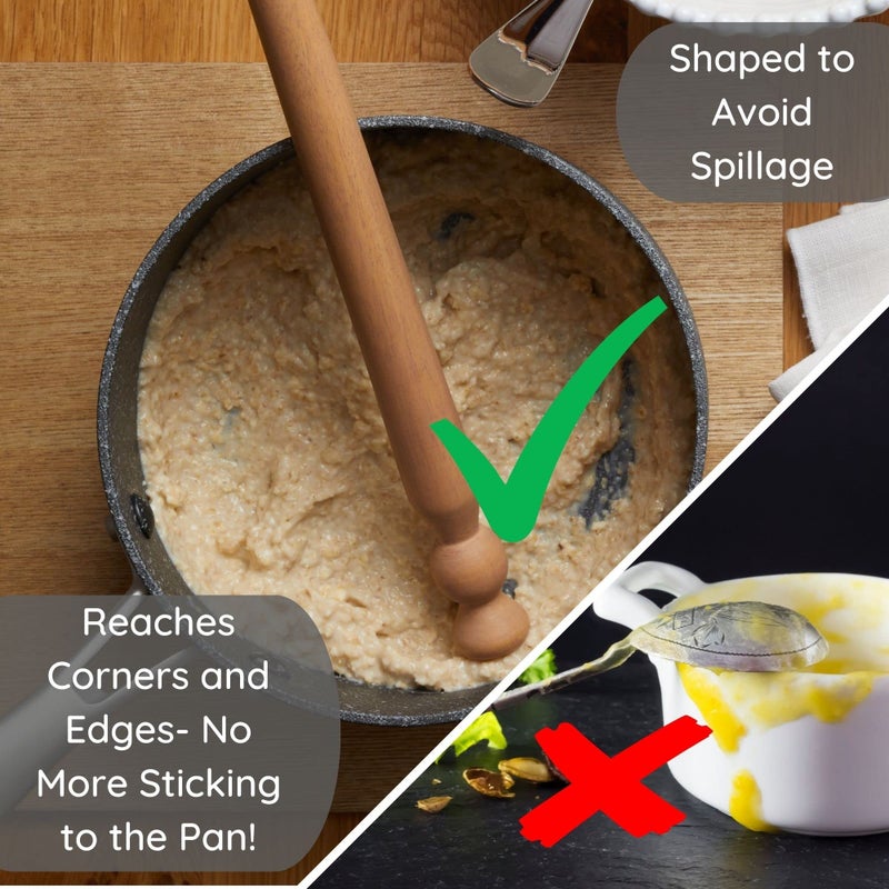 Muldale Wooden Porridge Spurtle - 11.5"" Oatmeal Spoon Scottish Stick Stirrer - Spurtles Kitchen Tools - Traditional Scottish Wooden Stirrers - Natural Sustainable Beechwood - Image 5