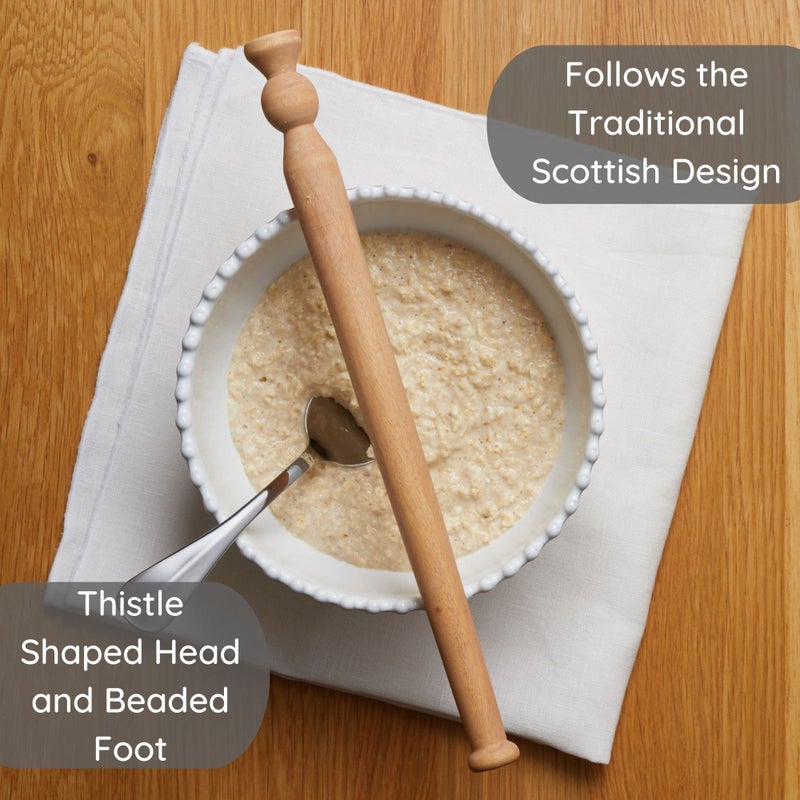Muldale Wooden Porridge Spurtle - 11.5"" Oatmeal Spoon Scottish Stick Stirrer - Spurtles Kitchen Tools - Traditional Scottish Wooden Stirrers - Natural Sustainable Beechwood - Image 2