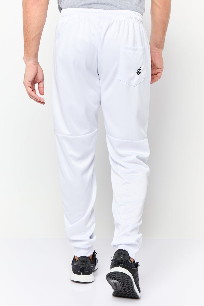 Men Regular Fit Embroidered Jogger Pants, White