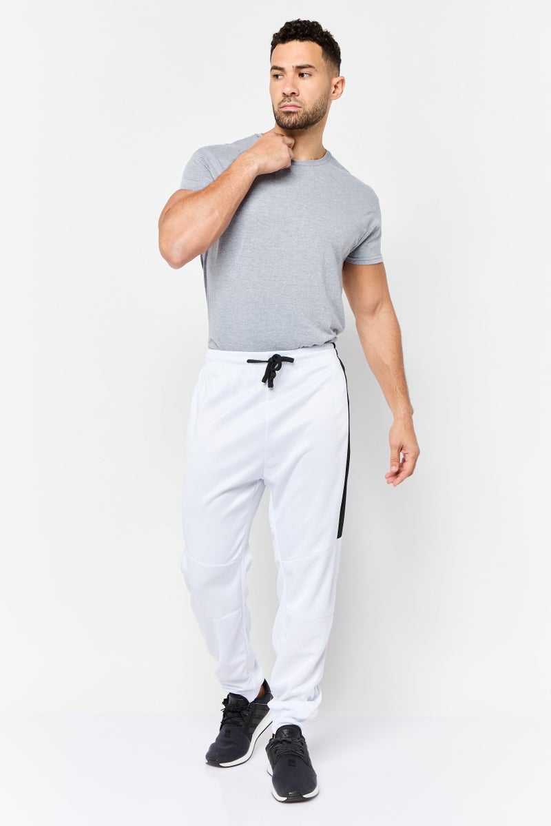 Men Regular Fit Embroidered Jogger Pants, White