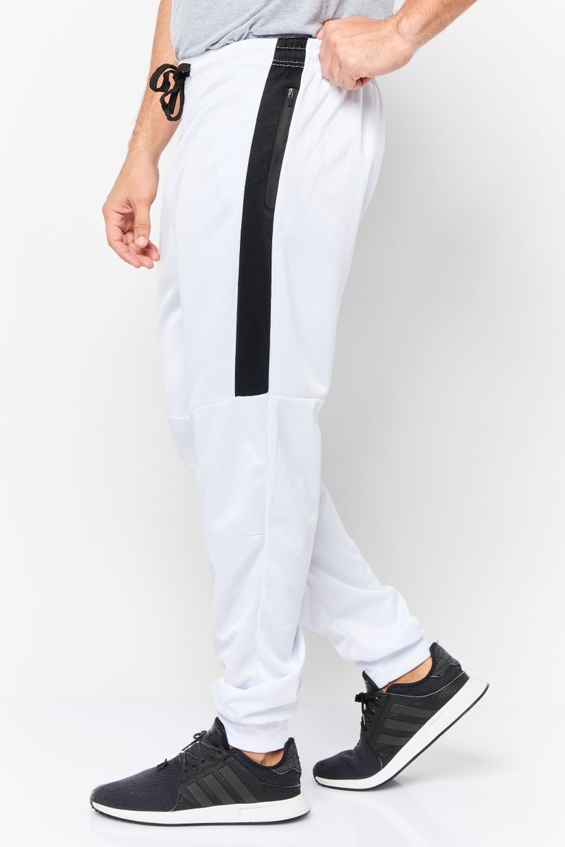 Men Regular Fit Embroidered Jogger Pants, White