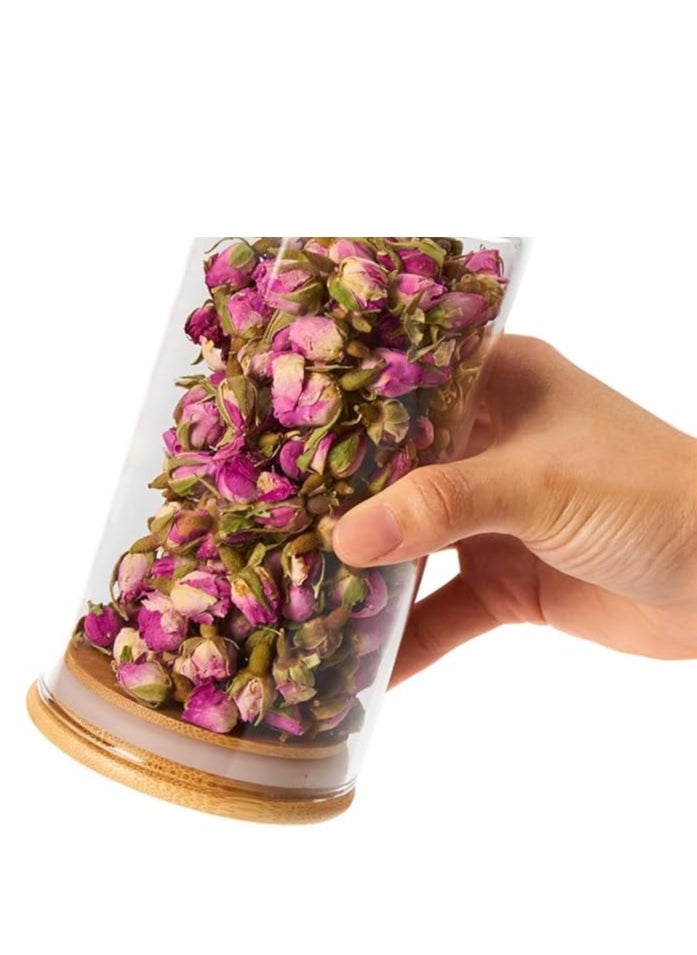 Generic Set of 4 High Borosilicate Glass Storage Jars with Airtight Bamboo Lid Set 900ml Clear Kitchen Pantry Food Canister Container For Cereal Pasta Nuts Spices Flour Coffee  - Image 5