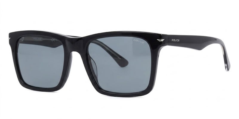 Police SPLN35 700P 53 Square Sunglasses For Men - Black Frame With Grey Lenses - Image 1