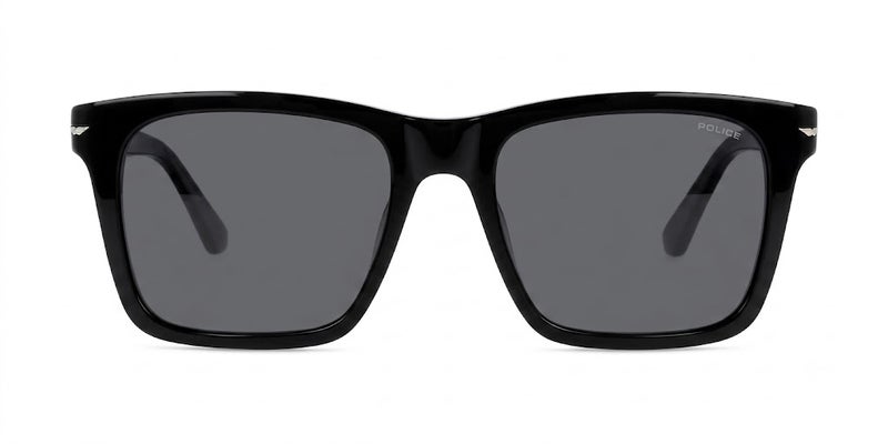 Police SPLN35 700P 53 Square Sunglasses For Men - Black Frame With Grey Lenses - Image 2