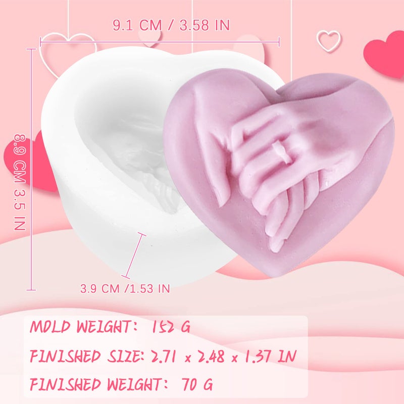 ZAKVOOR Hand in Hand Soap Molds Heart Silicone Resin Mould for DIY Valentine's Day Homemade Soap Candle Making Polymer Clay Craft Plaster - Image 2