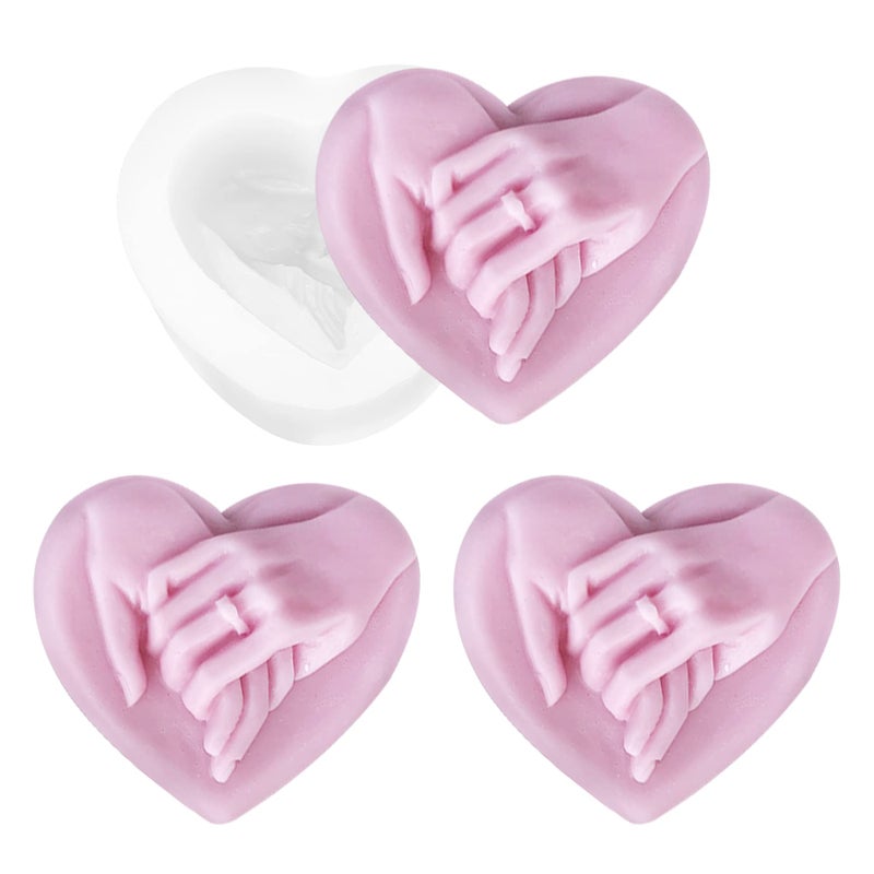 ZAKVOOR Hand in Hand Soap Molds Heart Silicone Resin Mould for DIY Valentine's Day Homemade Soap Candle Making Polymer Clay Craft Plaster - Image 1