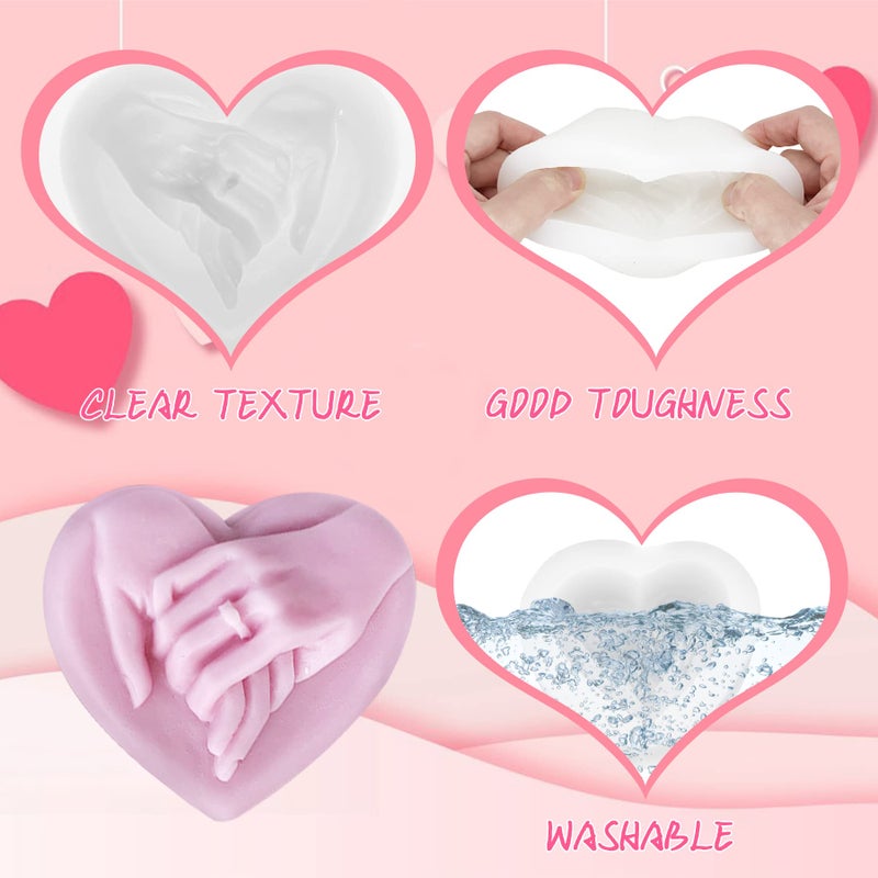 ZAKVOOR Hand in Hand Soap Molds Heart Silicone Resin Mould for DIY Valentine's Day Homemade Soap Candle Making Polymer Clay Craft Plaster - Image 3