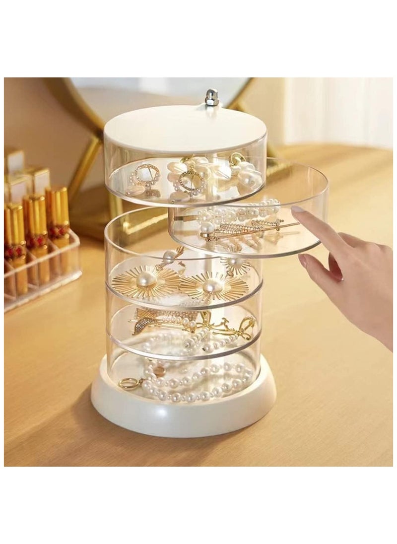ماركة غير محددة Clear Rotable Box,5-Layer Jewelry Storage Box With Lid, Easy Classify Storage by Layer Box for Hair Accessories & Beauty Supplies Earrings Necklaces Bracelets  - Image 1