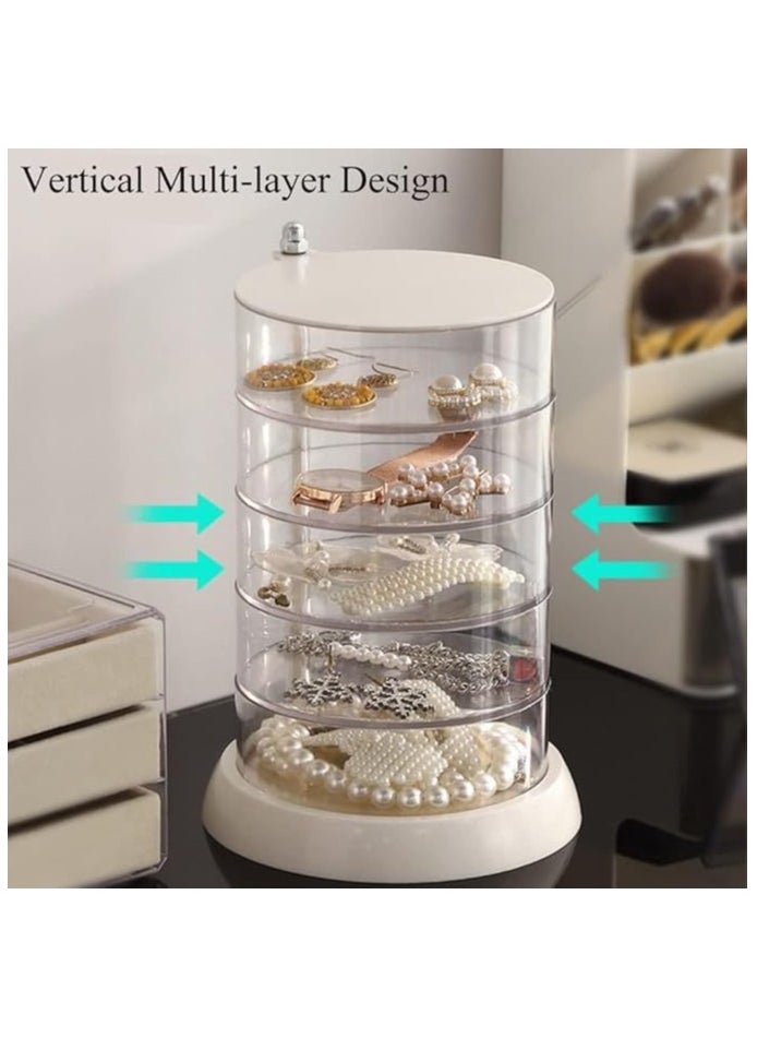ماركة غير محددة Clear Rotable Box,5-Layer Jewelry Storage Box With Lid, Easy Classify Storage by Layer Box for Hair Accessories & Beauty Supplies Earrings Necklaces Bracelets  - Image 3