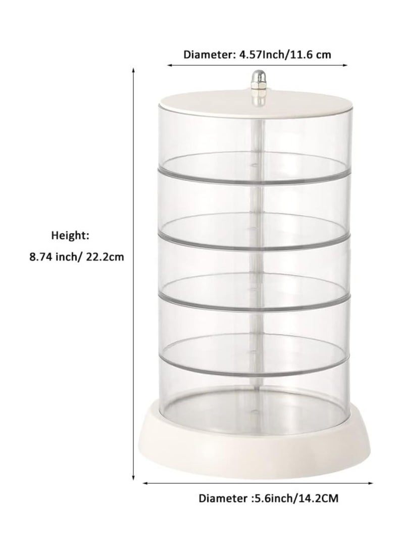 ماركة غير محددة Clear Rotable Box,5-Layer Jewelry Storage Box With Lid, Easy Classify Storage by Layer Box for Hair Accessories & Beauty Supplies Earrings Necklaces Bracelets  - Image 4