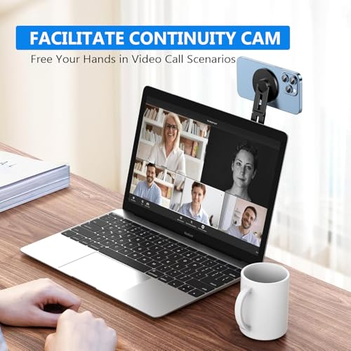 MAGDIGITEH Magnetic Phone Holder for Laptop, MagSafe Laptop Phone Mount for iPhone 17/16/15/14/13/12 & All Phones, 180°Adjustable Phone Side Mount for Monitors for Tesla (Black) - Image 3