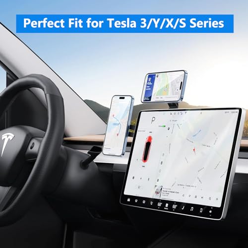 MAGDIGITEH Magnetic Phone Holder for Laptop, MagSafe Laptop Phone Mount for iPhone 17/16/15/14/13/12 & All Phones, 180°Adjustable Phone Side Mount for Monitors for Tesla (Black) - Image 4