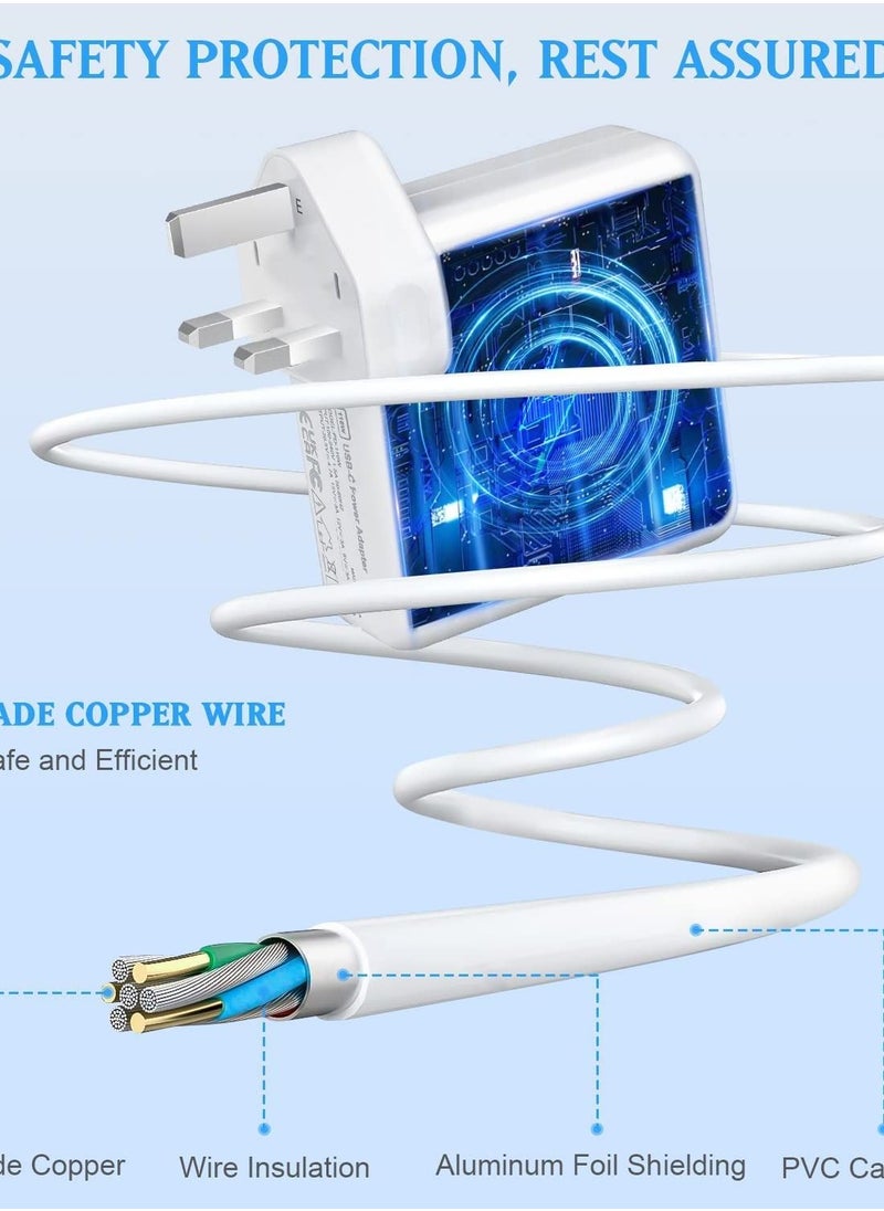 Generic - 61w USB-C Power Adapter Charger Apple Macbook Air/Pro/Retina Dell HP Asus USB-C Laptop Charger Tablet/Smartphone 6FT USB-C Cable Replacement for 61w/45w/30w Chargers - Image 1