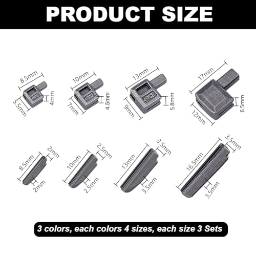 PH PandaHall 24pcs Metal Zipper Latch Slider Retainer 3 Color #3#5#8#10 Insertion Pin Zipper Bottom Zippers Stopper for Metal Zippers Repair Zip Sewing Replacement DIY - Image 2