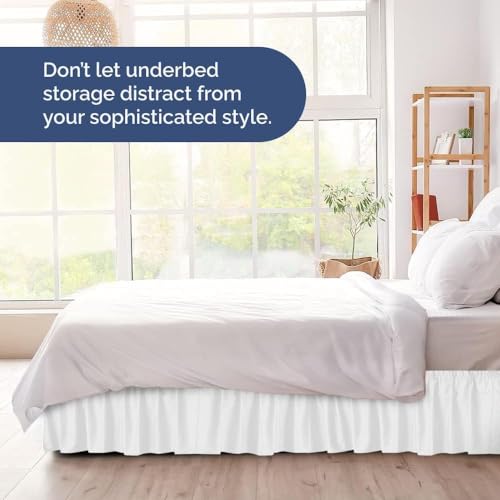 Gorayoo Bedding Bed Skirt – Wrap Around Dust Ruffle Bed Frame Cover with Easy Fit Elastic Strap, Double Size 18 Inch Inch Drop, Microfiber Pleated, Machine Washable | White, (72inchx72inch) - Image 2