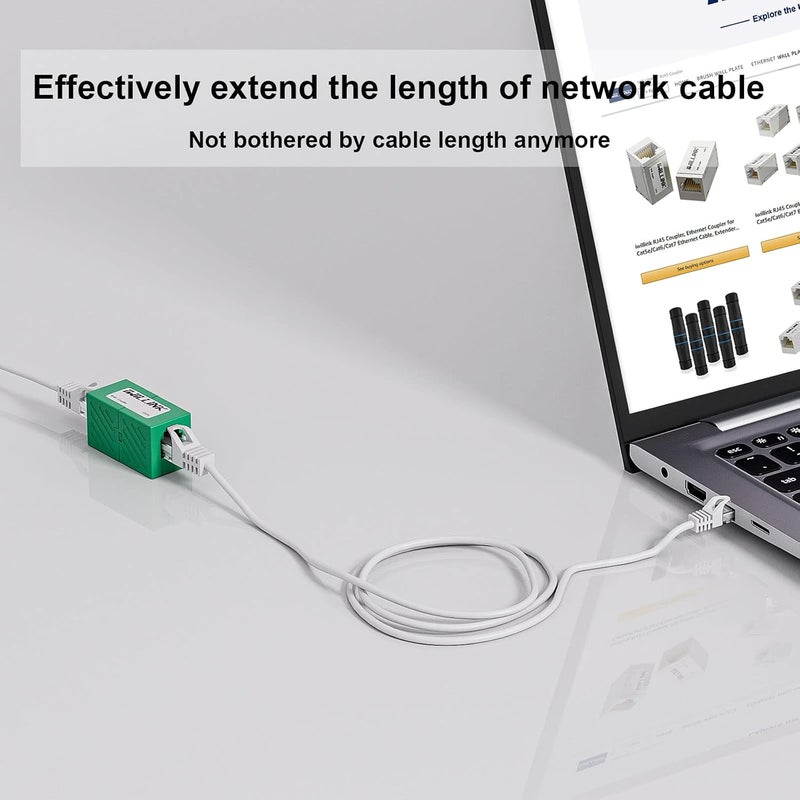iwillink حزمة من 5 موصلات RJ45 Cat6 مدمجة، موصل إيثرنت أنثى إلى أنثى، موصل تمديد إيثرنت لكابلات إيثرنت Cat6/Cat5e/Cat5، أخضر - Image 3