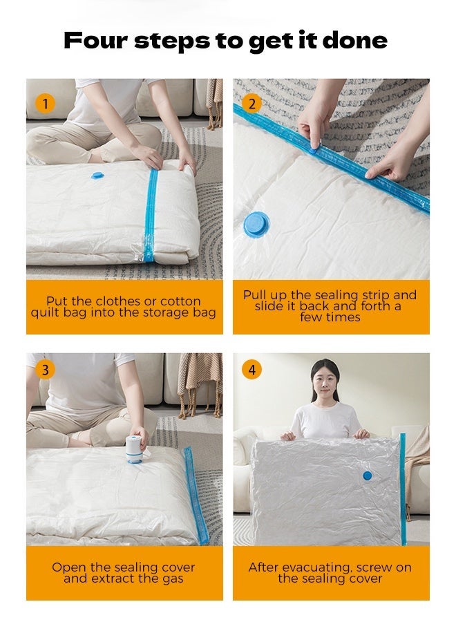 Vacuum Storage Bags with Manual Pump, 60x80cm Oversized Compression Bag, Space Saving Reusable Leak Proof Sealed Organizer Bag for Clothes Sweaters Blankets Bedding Pillows - Image 5