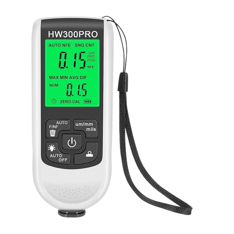 مقياس سمك الطلاء الأبيض 0-2000 ميكرومتر، مقياس طلاء السيارات الحديدي وغير الحديدي، جهاز اختبار يدوي - Image 1