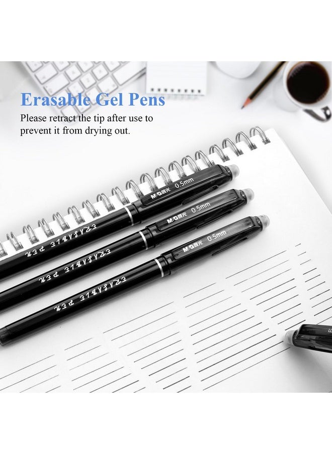 M&G Erasable Gel Pens, 12 Pcs Erasable Pens Fine Point 0.5Mm, Black Erasable Gel Ink Pens With Comfort Grip And Cap, Make Mistakes Disappear For Drawing Writing Planner And Crossword Puzzles  - Image 2