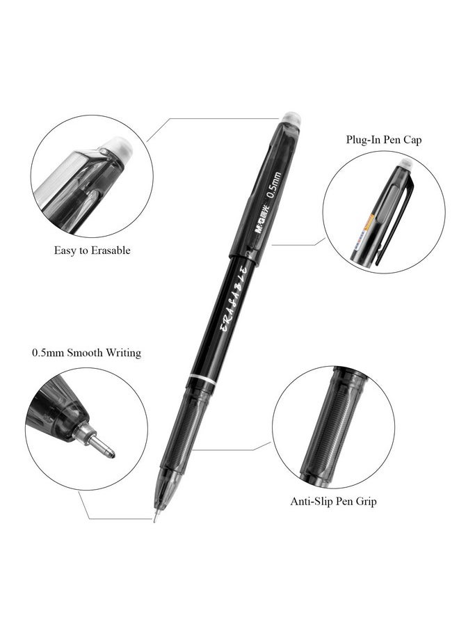 M&G Erasable Gel Pens, 12 Pcs Erasable Pens Fine Point 0.5Mm, Black Erasable Gel Ink Pens With Comfort Grip And Cap, Make Mistakes Disappear For Drawing Writing Planner And Crossword Puzzles  - Image 3