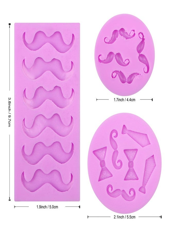 acvcatto Silicone Mustache and Bow Tie Fondant Mold Set, Purple, 3-Piece Decorating Kit, for Father's Day Cake Decoration Cupcake Topper Candy Fondant Sugar Craft Gum Paste Clay Resin - Image 2