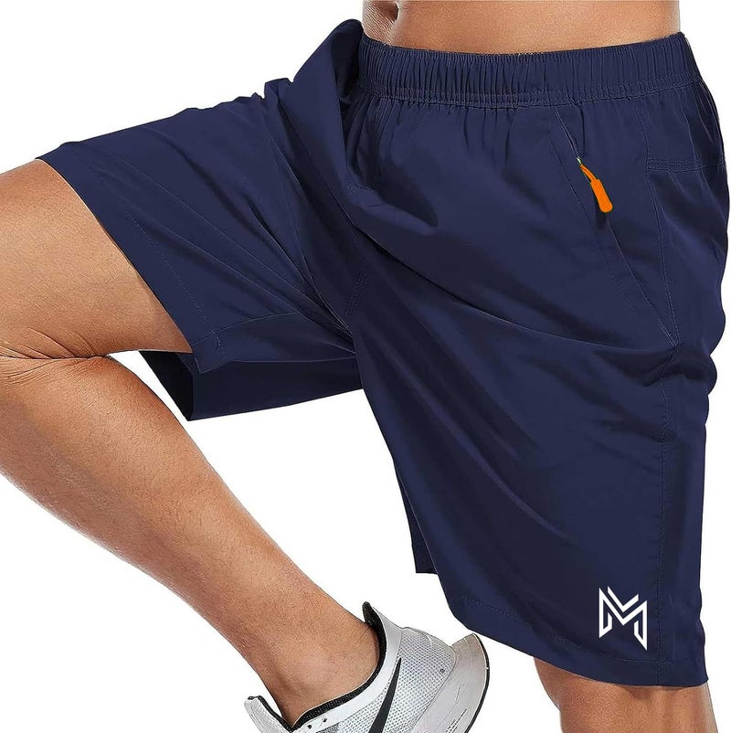 Mehrang Men's Ourdoor Comfort Fit Sports Shorts with Pockets | Quick Dry Workout Shorts for Men Gym Yoga and Running (in, Alpha, XL, Navy Blue) - Image 3