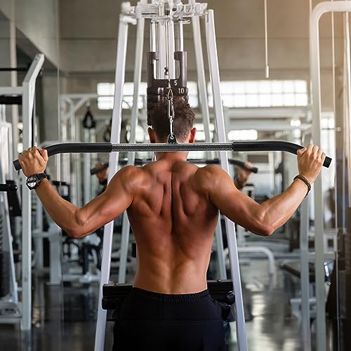 Mezchi 39"/99cm LAT Pull Down Attachments, LAT Pull Down Bar with Non-Slip Handle, LAT Bar Cable Machine Attachment for Gym, Muscle Building, Muscle Building - Image 5