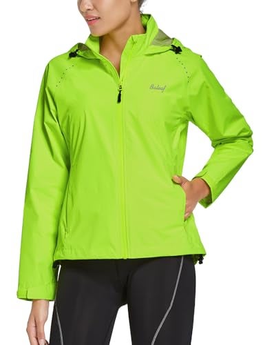 baleaf Women's Rain Jackets Running Waterproof Windbreaker with Hood Packable Light Rain Coat Reflective Cycling Golf Hiking Gear Yellow S - Image 2