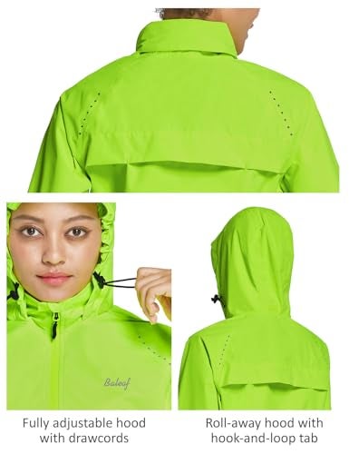 baleaf Women's Rain Jackets Running Waterproof Windbreaker with Hood Packable Light Rain Coat Reflective Cycling Golf Hiking Gear Yellow S - Image 5