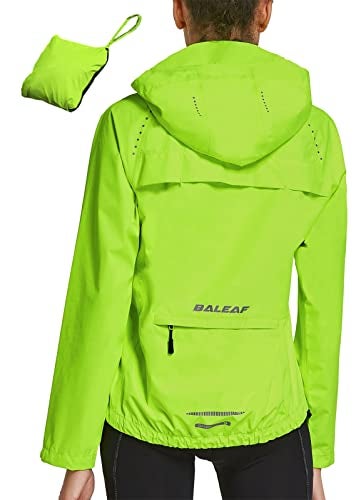 baleaf Women's Rain Jackets Running Waterproof Windbreaker with Hood Packable Light Rain Coat Reflective Cycling Golf Hiking Gear Yellow S - Image 1