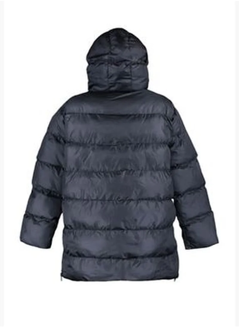 trendyol Black Oversized Puffed Down Jacket with Slit and Zipper Detail TWOAW22MO0114