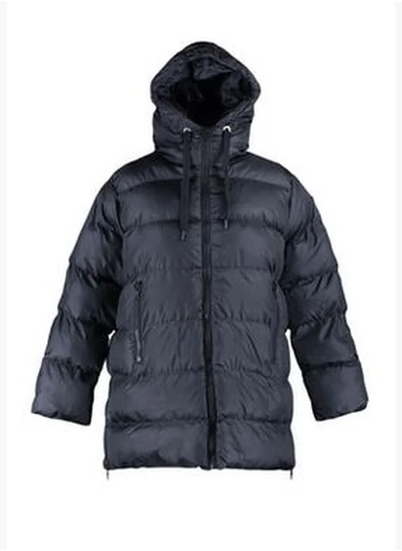trendyol Black Oversized Puffed Down Jacket with Slit and Zipper Detail TWOAW22MO0114