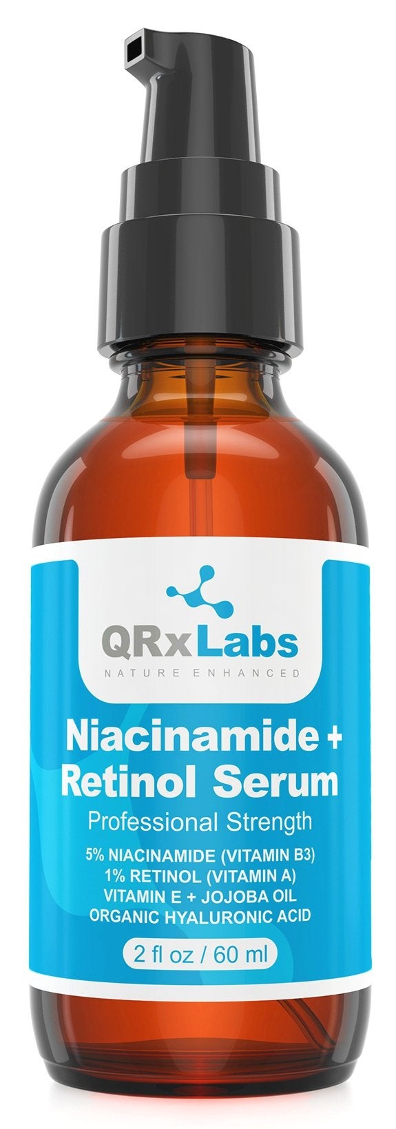 QRxLabs 5% Niacinamide (Vitamin B3) + Retinol Serum - Anti-Aging, Pore & Wrinkle Reducer - Fights Acne Breakouts, Fades Blemishes & Spots, Tightens Skin - Retinol & Niacinamide Serum
