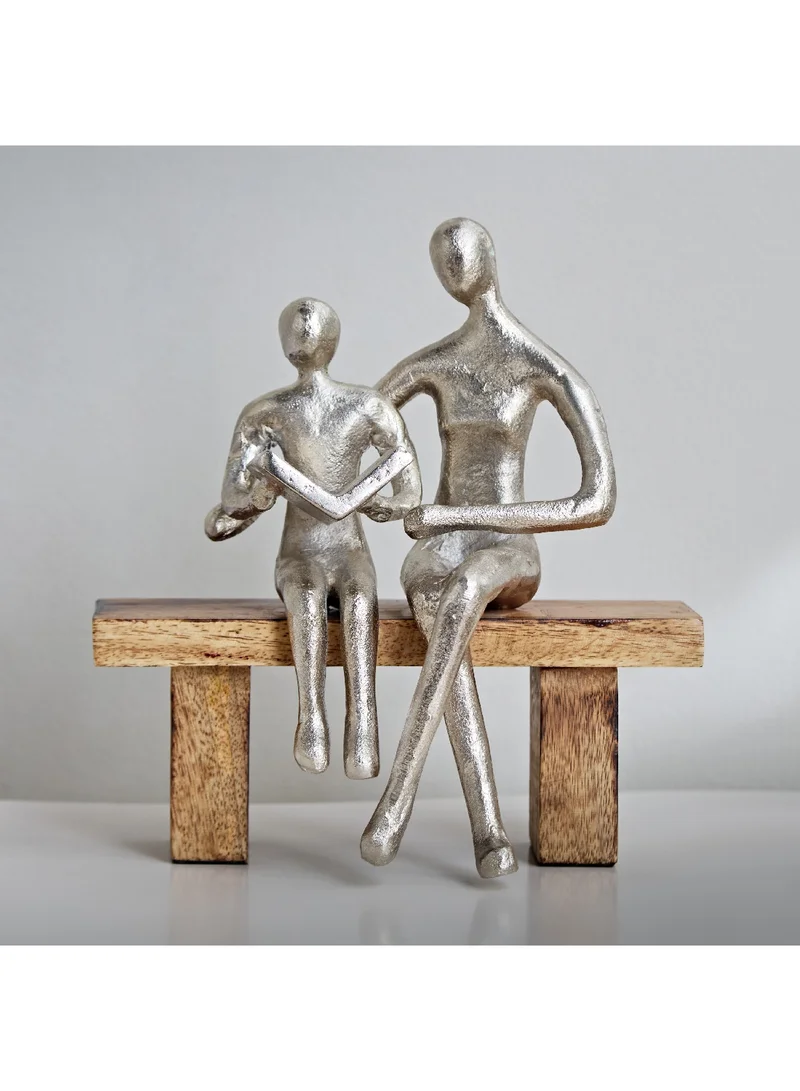 Home Box Odin Aluminum Study Sculpture on Bench 17 x 22 x 7 cm