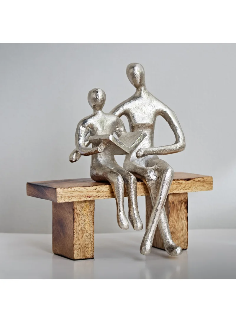 Home Box Odin Aluminum Study Sculpture on Bench 17 x 22 x 7 cm