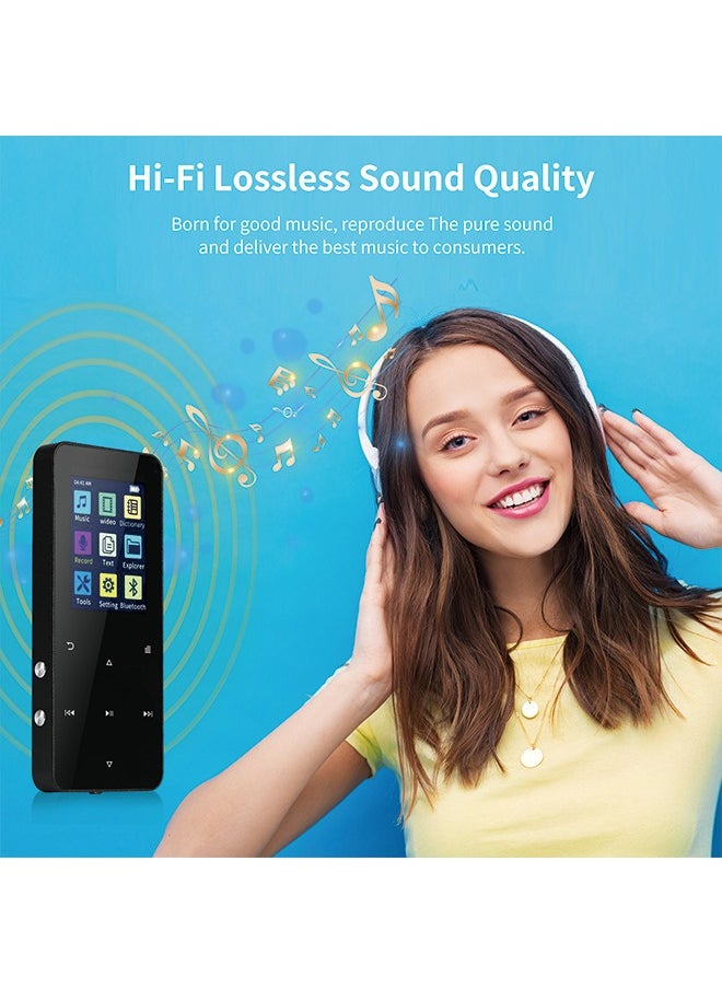 Generic - Metal Bluetooth MP3 Player with Touch Screen - 16GB Internal Memory + 128GB Expandable Card, Recording, FM, Bluetooth, and Speaker Function - Image 1