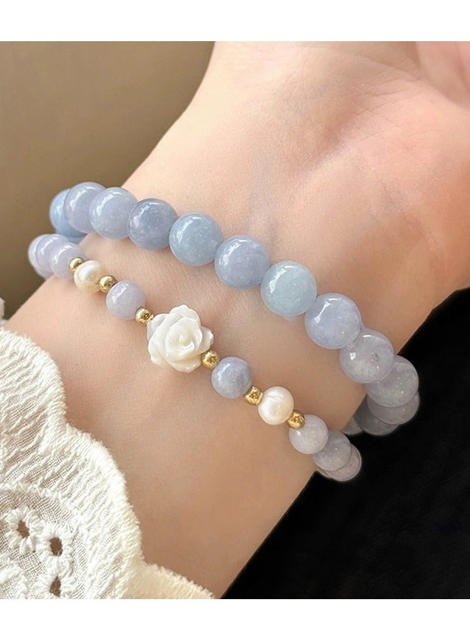 Mark Fairwhale Sea Blue Camellia Flower Natural Shell Hand String  - Image 3