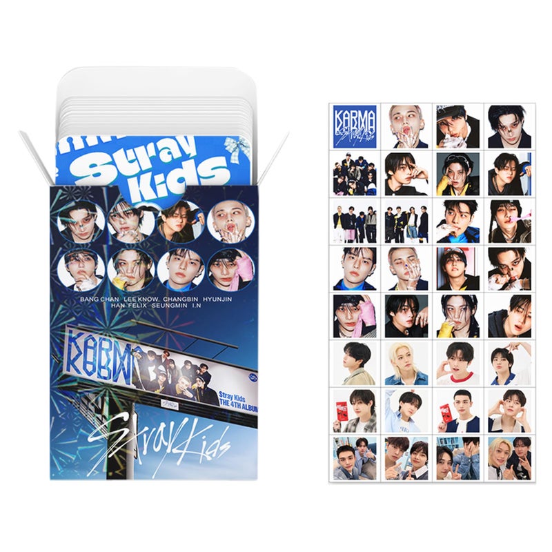 KPOPBP 92 PCS Karma Album Photocards Kpop SKZ Lomo Cards and 32 PCS Laptop Sticker, Gift for Boys and Girls - Image 2