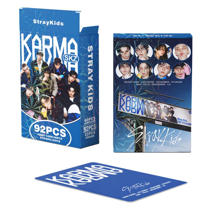 KPOPBP 92 PCS Karma Album Photocards Kpop SKZ Lomo Cards and 32 PCS Laptop Sticker, Gift for Boys and Girls - Image 5