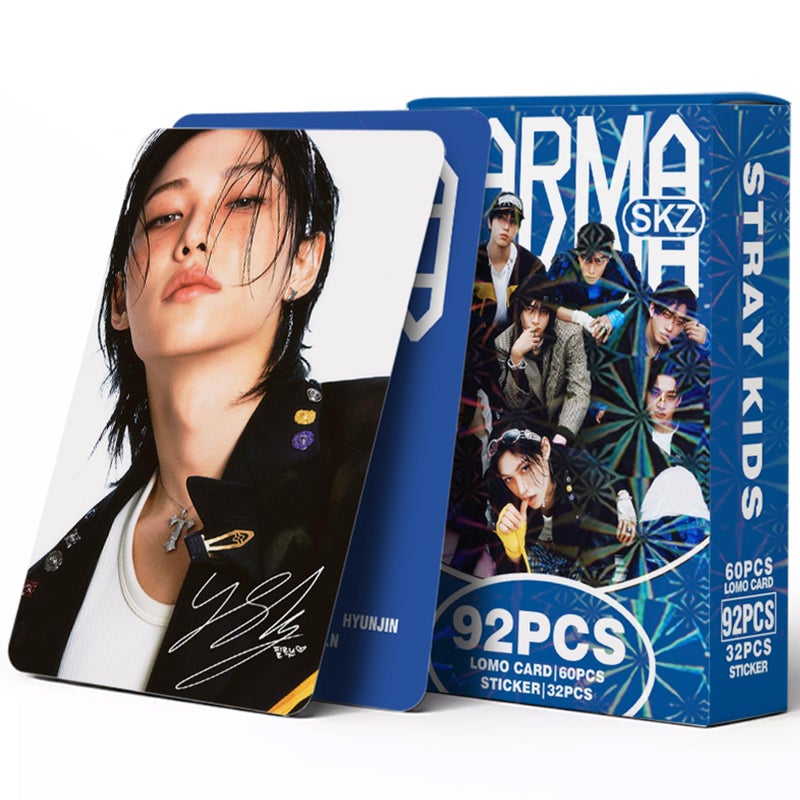 KPOPBP 92 PCS Karma Album Photocards Kpop SKZ Lomo Cards and 32 PCS Laptop Sticker, Gift for Boys and Girls - Image 1