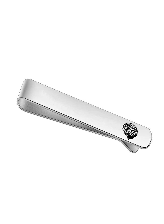 AKTAP Brain Doctor Gift Tie Clips for Men Neurologist Anatomical Brain Tie Bar Psychiatry Brain Doctor jewelry for Men (Brain Tie) - Image 1